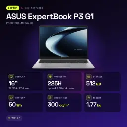 Portátil ASUS ExpertBook P3 G1 16GB/512GB 16 polegadas WUXGA Intel Core Ultra 5 225H SSD Windows 11 Pro Cinzento - 700 MHz