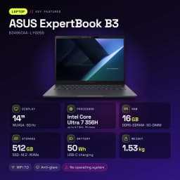 Portable ASUS ExpertBook B3 16 Go/512 Go 14 pouces WUXGA Intel Core Ultra 7 356H SSD Sans Système d'Exploitation Gris