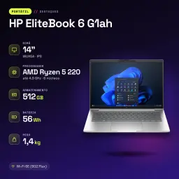 PC portable HP EliteBook 6 G1ah 16 Go/512 Go 14 pouces WUXGA AMD Ryzen 5 220 SSD Windows 11 Pro Argent - 4,9 GHz