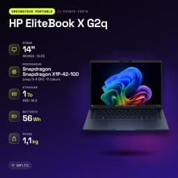 Ordinateur portable HP EliteBook X G2q 32 Go/1 To 14 pouces OLED Snapdragon X1P-42-100 SSD Windows 11 Pro Bleu atmosférico
