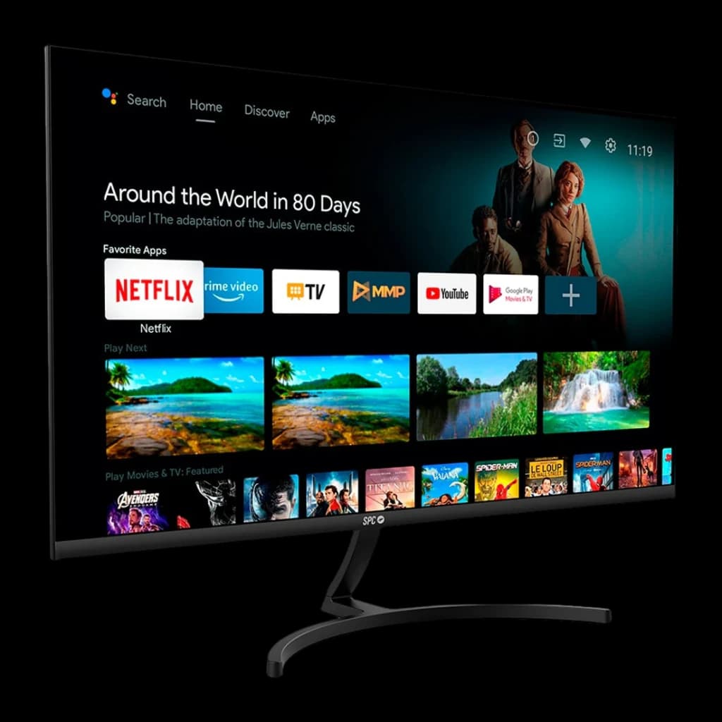Monitor SPC 27 pulgadas Full HD VA 60Hz 16 ms Negro 900027N - pantalla encendida con interfaz Android TV