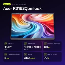Monitor Portátil Acer 15.6 polegadas FHD IPS 60Hz 8 ms Prata PD163Qbmiuux - características