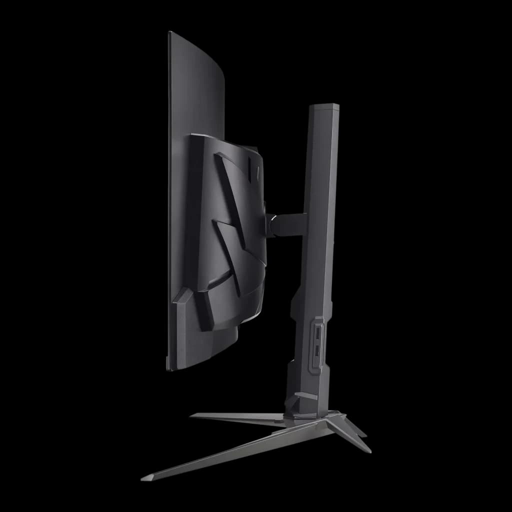 Monitor Acer Predator 34 polegadas QD-OLED 240Hz Curvo UWQHD Preto UM.CXXEE.501 - traseira angular e coluna
