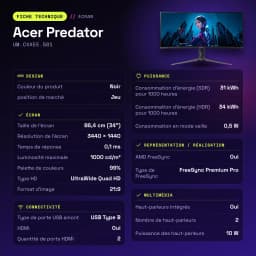 Monitor Acer Predator 34 polegadas QD-OLED 240Hz Curvo UWQHD Preto UM.CXXEE.501 - características, 240 Hz