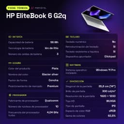 PC portable HP EliteBook 6 G2q 16Go/512Go 14 pouces WUXGA IPS Qualcomm Snapdragon X2 Plus X2P-64-100 SSD Windows 11 Pro