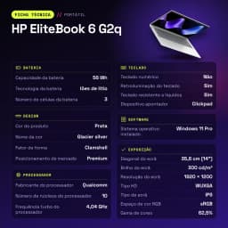 PC portable HP EliteBook 6 G2q 16Go/512Go 14 pouces WUXGA IPS Qualcomm Snapdragon X2 Plus X2P-64-100 SSD Windows 11 Pro