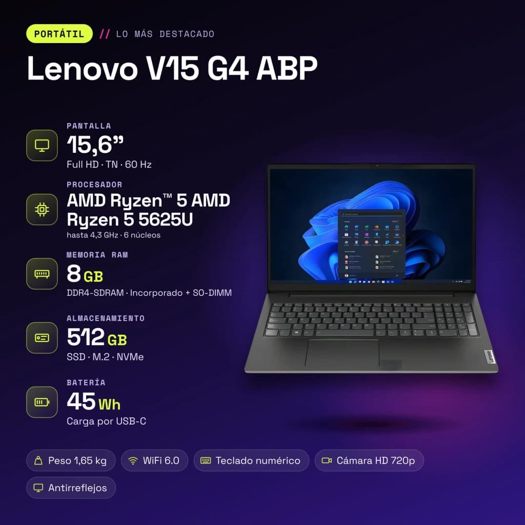 Lenovo V15 G4 ABP 8GB/512GB Negro - características
