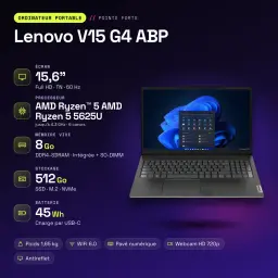 Portátil Lenovo V15 G4 ABP 8GB/512GB 15,6 pulgadas Full HD AMD Ryzen 5 5625U SSD Windows 11 Home Negro business - 8 GB