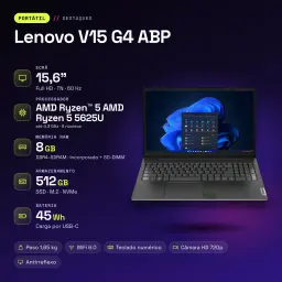 Portátil Lenovo V15 G4 ABP 8GB/512GB 15,6 pulgadas Full HD AMD Ryzen 5 5625U SSD Windows 11 Home Negro business - 16 GB