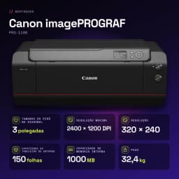Impressora fotográfica Canon imagePROGRAF Color Wi-Fi Preto PRO-1100 - características, WiFi 5.0