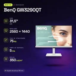 Monitor BenQ 31.5 pulgadas QHD IPS 75Hz 5 ms Blanco GW3290QT - características, 60 Hz