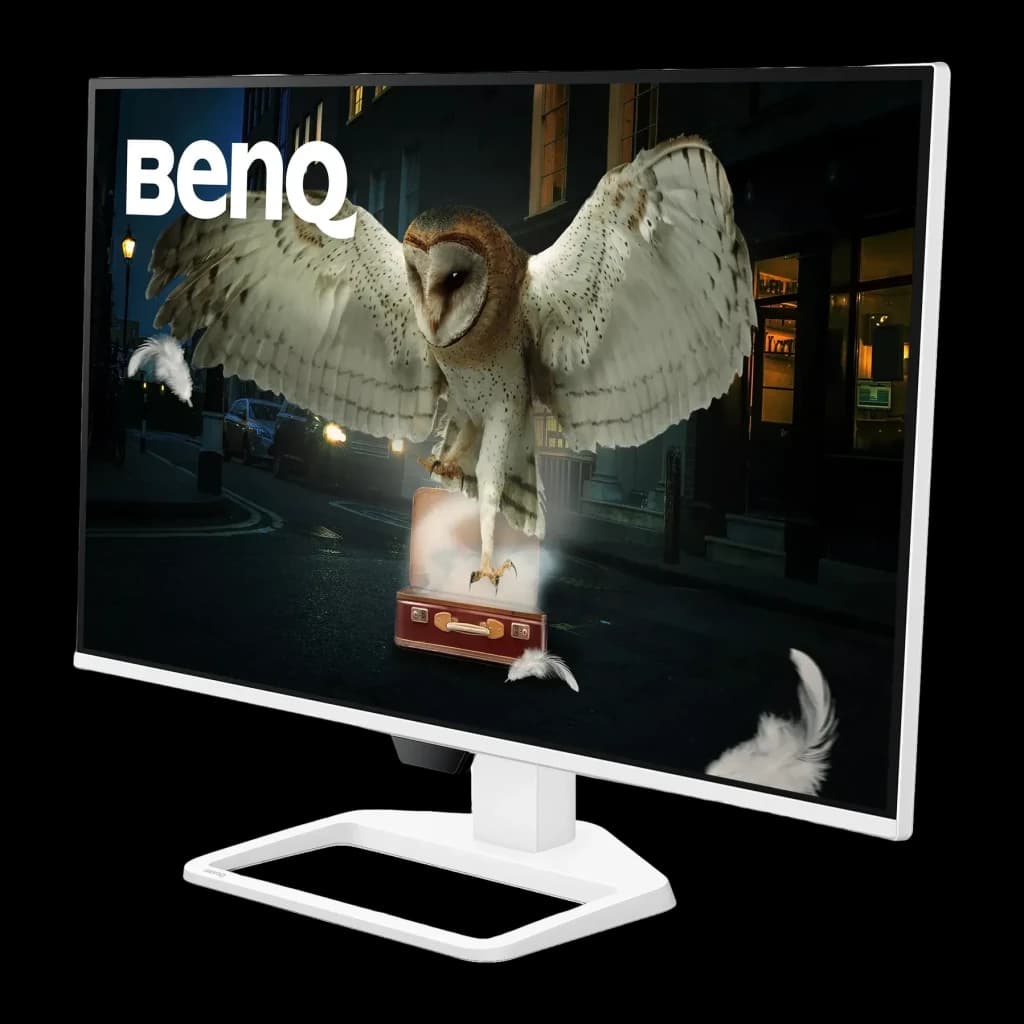 Moniteur BenQ EW270Q 27 pouces 200Hz QHD IPS Blanc - écran avec chouette en vol et bordure blanche fine