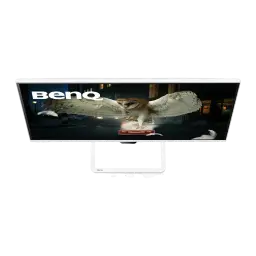 Moniteur BenQ EW270Q 27 pouces 200Hz QHD IPS Blanc - écran avec hibou et pied blanc visible