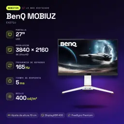 Écran gaming BenQ MOBIUZ 27 pouces 165Hz 4K IPS Noir/Blanc EX271U - caractéristiques