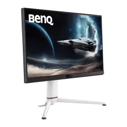 Écran gaming BenQ MOBIUZ EX271Q 27 pouces 180Hz QHD IPS Noir/Blanc - écran allumé scène spatiale, pied blanc