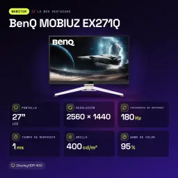 Écran gaming BenQ MOBIUZ EX271Q 27 pouces 180Hz QHD IPS Noir/Blanc - caractéristiques