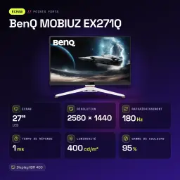 Écran gaming BenQ MOBIUZ EX271Q 27 pouces 180Hz QHD IPS Noir/Blanc - caractéristiques, 180 Hz