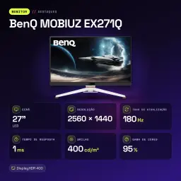 Écran gaming BenQ MOBIUZ EX271Q 27 pouces 180Hz QHD IPS Noir/Blanc - caractéristiques, 1 ms