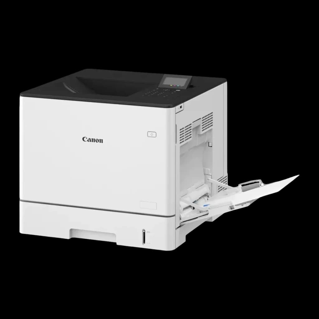 Impresora laser color Canon i-SENSYS WiFi Dúplex Blanco LBP732Cdw - bandeja manual desplegada en el lado