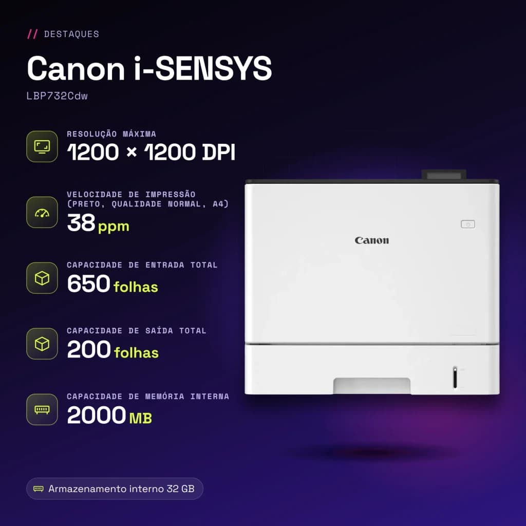 Impresora laser color Canon i-SENSYS WiFi Dúplex Blanco LBP732Cdw - características, 2000 MB
