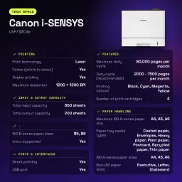 Impresora laser color Canon i-SENSYS WiFi Dúplex Blanco LBP732Cdw - características, 51 dB
