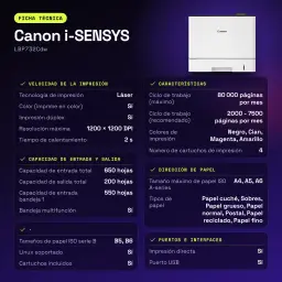 Impresora laser color Canon i-SENSYS WiFi Dúplex Blanco LBP732Cdw - características, 32 GB