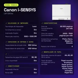 Impresora laser color Canon i-SENSYS WiFi Dúplex Blanco LBP732Cdw - características, 50/60 Hz