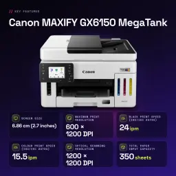 Impresora multifuncion Canon MAXIFY GX6150 MegaTank Tinta Color WiFi Negro - características, 600 x 1200 DPI