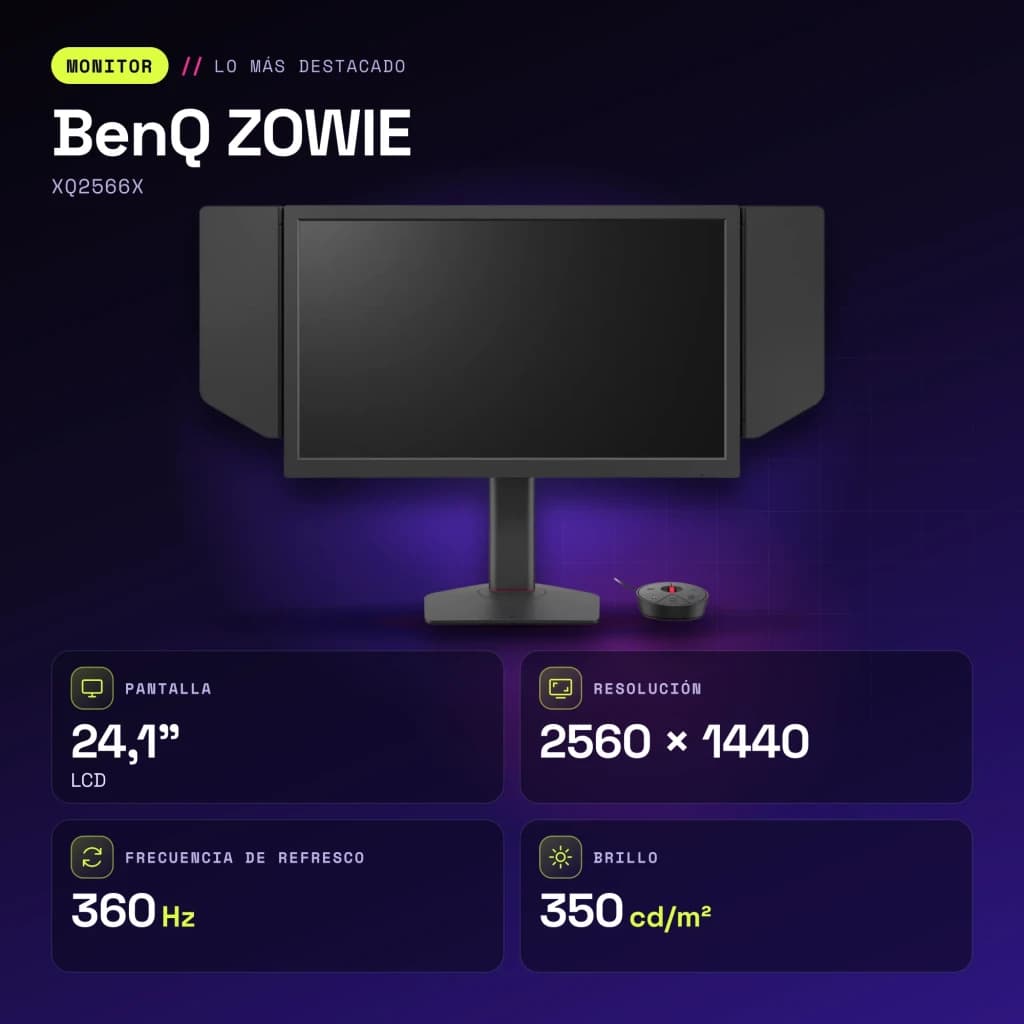 Monitor gaming BenQ ZOWIE 24,1 pulgadas 360Hz QHD Fast TN Negro XQ2566X - características