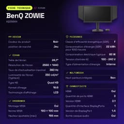 Monitor gaming BenQ ZOWIE 24,1 pulgadas 360Hz QHD Fast TN Negro XQ2566X - características, 6,9 kg