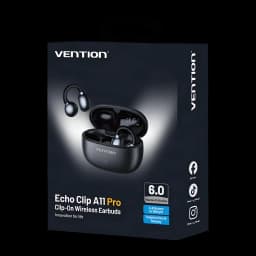Auscultadores Vention Echo Clip A1 Open-Ear Bluetooth 5.4 25h Preto - embalagem preta com auriculares e estojo
