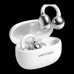 Auscultadores Vention Echo Clip A1 Open-Ear Bluetooth 5.4 25h Branco - um earbud dentro e outro fora exibindo