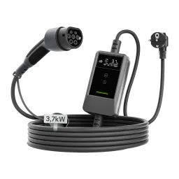 Chargeur Voiture Électrique DÉ 3,7kW Type 2 Câble 5m deM2D03B7NA, vue principale: connecteur Type 2, boîtier avec écran LED