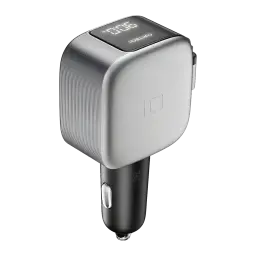 Chargeur voiture Cuktech Gris 100W 3 Ports CC903P - écran LED affichant les watts et corps strié argenté