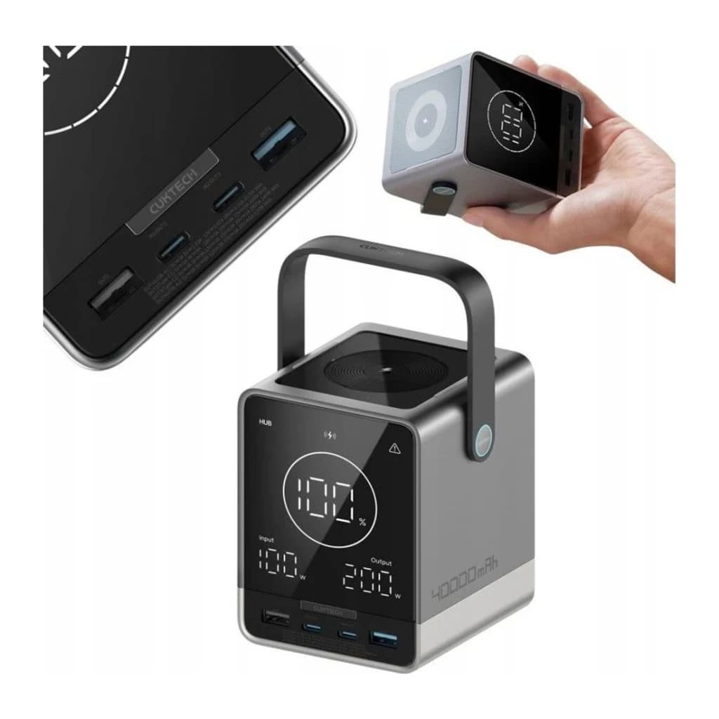 Power Bank Cuktech 40000mAh Noir Charge Sans Fil 300W 2x USB-C + USB-A CUKP01CTEUSL - écran LED circulaire, ports