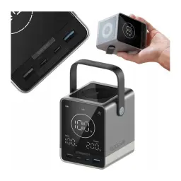 Power Bank Cuktech 40000mAh Noir Charge Sans Fil 300W 2x USB-C + USB-A CUKP01CTEUSL - écran LED circulaire, ports