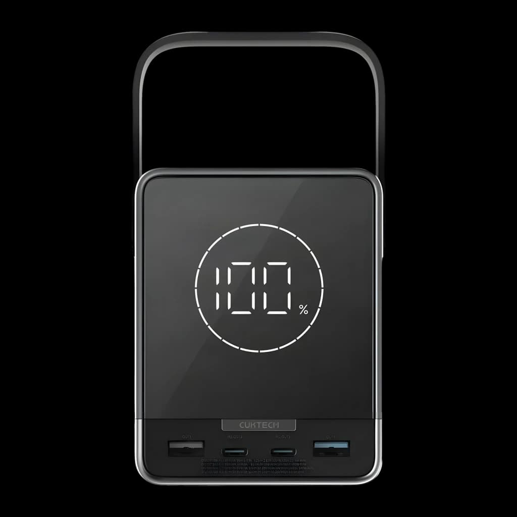 Power Bank Cuktech 40000mAh Noir Charge Sans Fil 300W 2x USB-C + USB-A CUKP01CTEUSL - écran LED circulaire à 100%