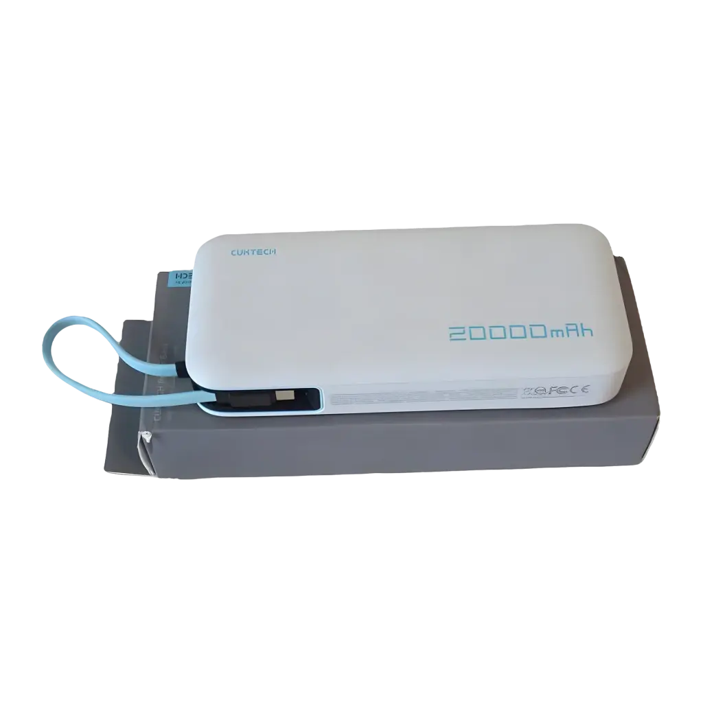 Batterie Externe Cuktech 20000mAh Blanche Câble USB-C Intégré 55W 3 Ports CUKP200NGLLG - 74 Wh