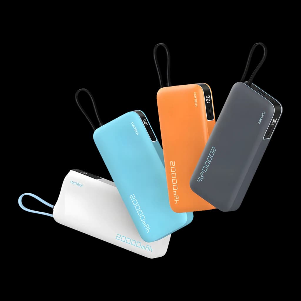 Batterie Externe Cuktech 20000mAh Blanche Câble USB-C Intégré 55W 3 Ports CUKP200NGLLG - 20000 mAh