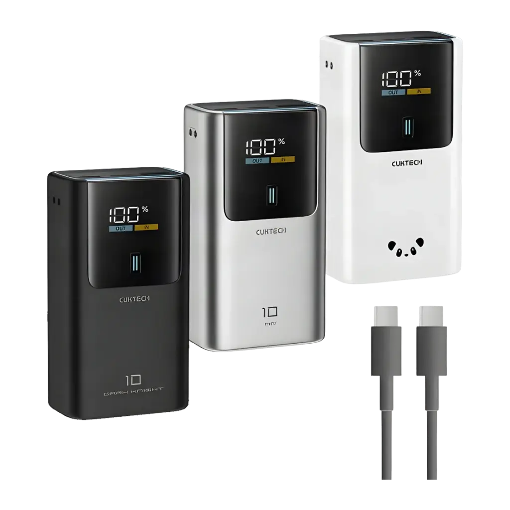 Power Bank Cuktech 10 10000mAh Gris Câble USB-C Intégré 55W Charge Rapide PB1055 - 10000 mAh
