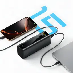 Power Bank Cuktech 20000mAh Noir 210W 2x USB-C + USB-A Charge Rapide PB200U - charge simultanée smartphone