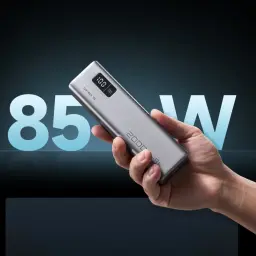 Power Bank Cuktech 20000mAh Gris 85W 2x USB-C 1x USB-A Charge Rapide CUKP200XGLGR - écran LED à 100% et texte