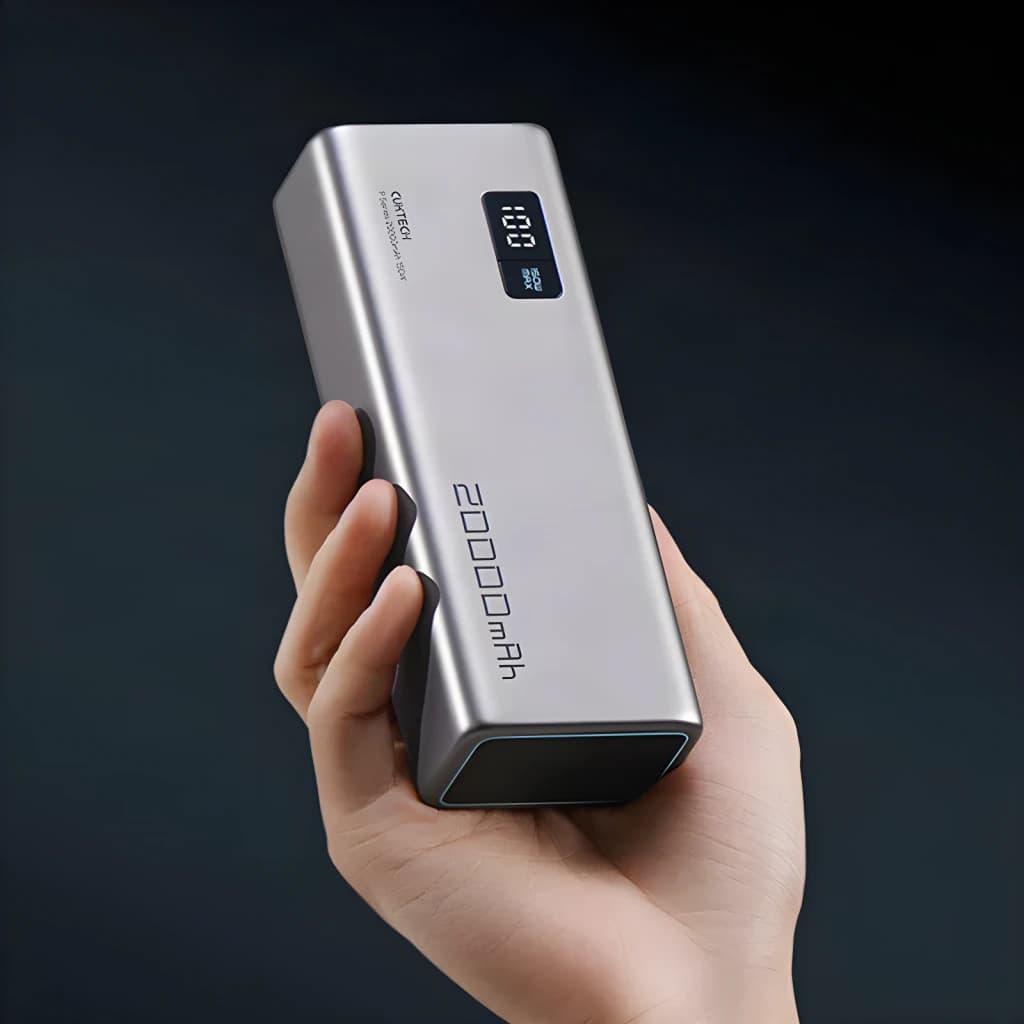 Power Bank Cuktech 20000mAh Gris 85W 2x USB-C 1x USB-A Charge Rapide CUKP200XGLGR - corps métallique gris