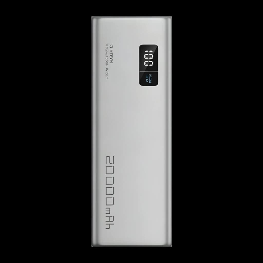 Power Bank Cuktech 20000mAh Gris 85W 2x USB-C 1x USB-A Charge Rapide CUKP200XGLGR - écran LED numérique et gravure