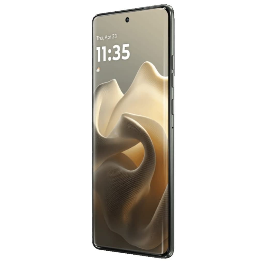 Motorola Edge 60 Pro 5G verde Shadow con pantalla pOLED 6,67 pulgadas 120Hz, agujero centrado y bordes curvos; diseño elegante y delgado