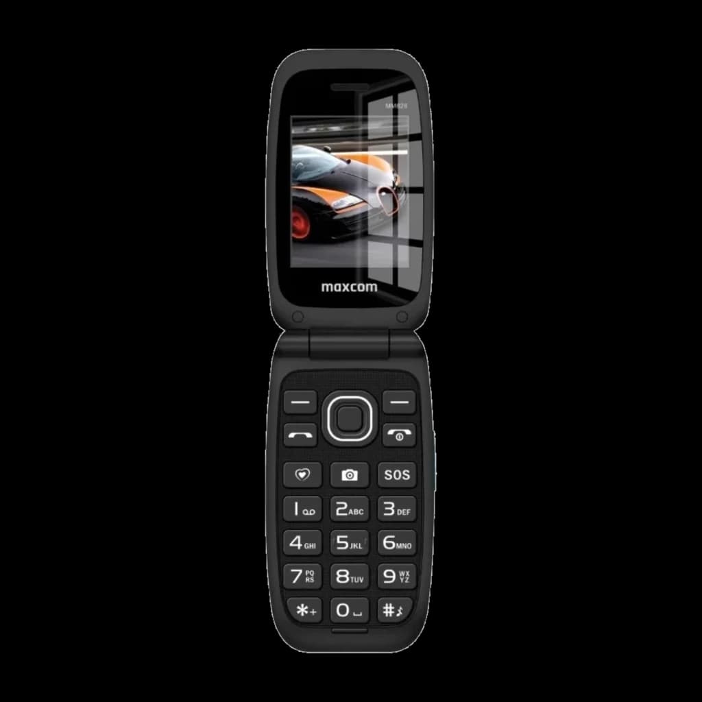 Maxcom MM828L coque 4G bleue pour téléphone à clapet 2,4 pouces, écran couleur, touches larges avec bouton SOS, design compact et robuste