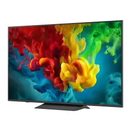TV LG QNED 55 pulgadas Mini LED 144Hz 4K Negro 55QNED83B6A - pantalla con humo de colores vivos y pie central
