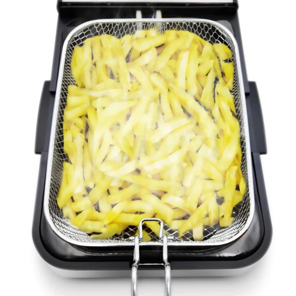 Freidora Grunkel Maxi Fry Pro 4,2L 3000W Acero Inoxidable - cesta metálica con patatas fritas en aceite