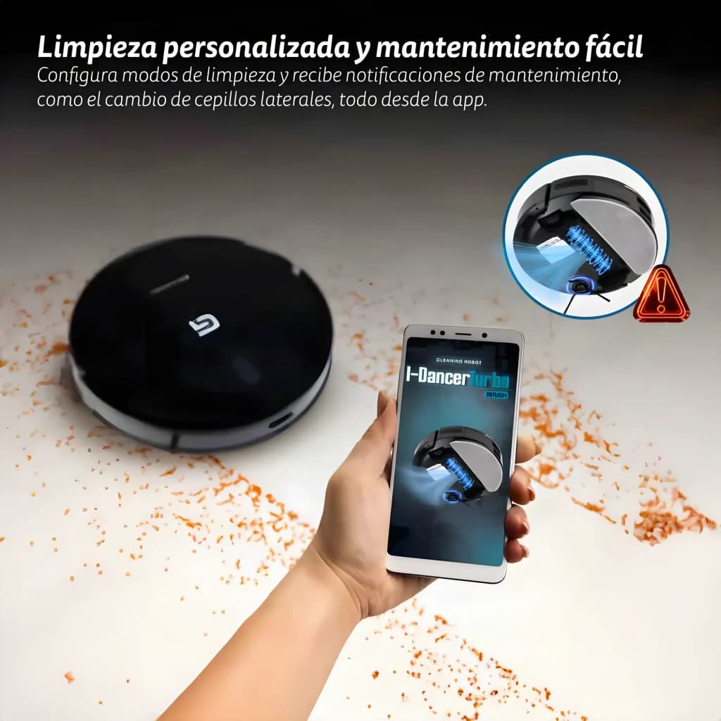 Robot aspirateur Grunkel I-Dancer Turbobrush Noir Laveur de sols 5000Pa 45W 120min - robot sur sol sale contrôlé via