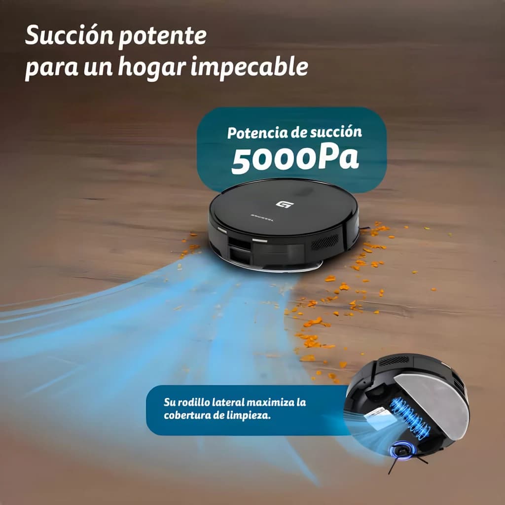 Robot aspirateur Grunkel I-Dancer Turbobrush Noir Laveur de sols 5000Pa 45W 120min - puissance d'aspiration